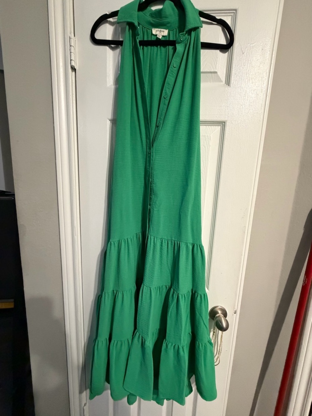 Sleeveless Tiered Green Maxi Dress